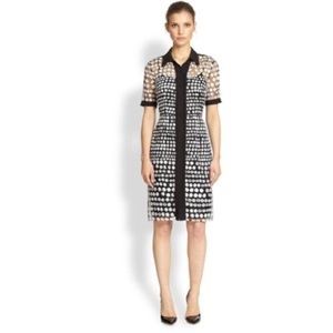 KAY UNGER POLKA DOT PRINT SHORT SLEEVE SHIRTDRESS